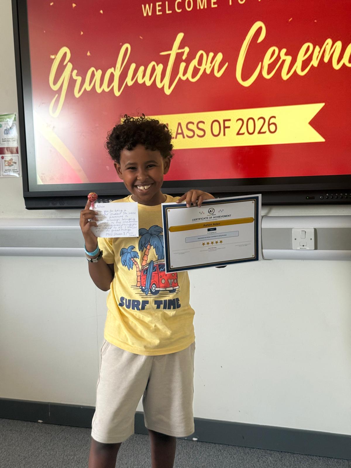 An Aspire Talent student celebrating at the graduation ceremony